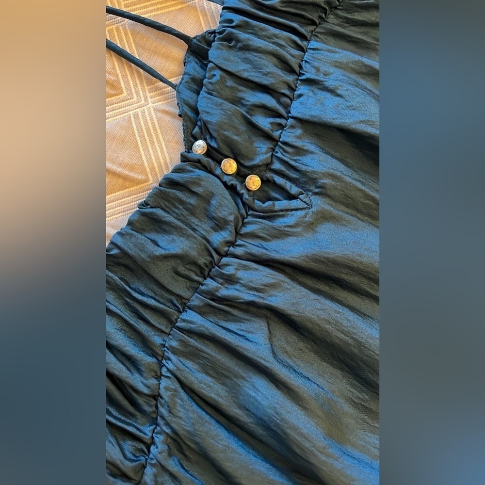 Twist teal and black flowy summer dress size US 8 - Picture 6 of 9